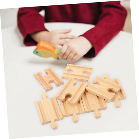 18pcs Wooden Train Track Accessories Straight and Curved Tracks for Boys and Girls Compatible Major Toy Train Brands Enhances Creativity and Motor Skills in Saudi Arabia