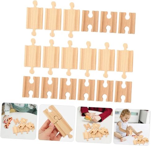 18pcs Wooden Train Track Accessories Straight and Curved Tracks for Boys and Girls Compatible Major Toy Train Brands Enhances Creativity and Motor Skills in Saudi Arabia