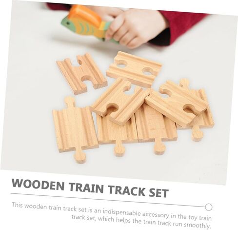 18pcs Wooden Train Track Accessories Straight and Curved Tracks for Boys and Girls Compatible Major Toy Train Brands Enhances Creativity and Motor Skills in Saudi Arabia