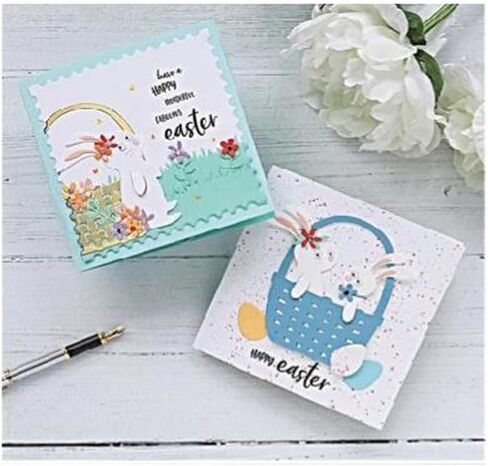 Easter Bunny Flower Basket Frame Metal Die Cuts Cutting Dies, Bunny Flower Basket Paper Cards Cutting Dies Cut Stencils for DIY Embossing Card Making Book Tags Decorative Paper Dies Scrapbooking in Saudi Arabia