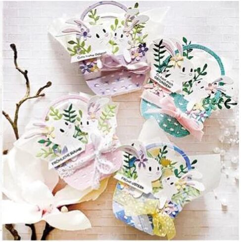 Easter Bunny Flower Basket Frame Metal Die Cuts Cutting Dies, Bunny Flower Basket Paper Cards Cutting Dies Cut Stencils for DIY Embossing Card Making Book Tags Decorative Paper Dies Scrapbooking in Saudi Arabia
