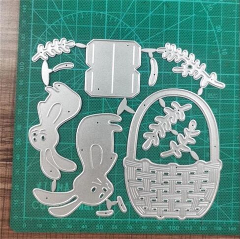 Easter Bunny Flower Basket Frame Metal Die Cuts Cutting Dies, Bunny Flower Basket Paper Cards Cutting Dies Cut Stencils for DIY Embossing Card Making Book Tags Decorative Paper Dies Scrapbooking in Saudi Arabia