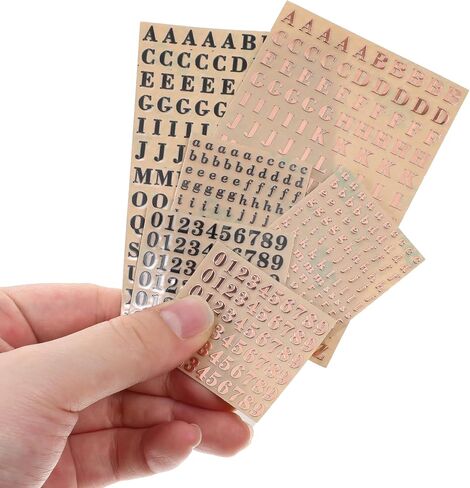 Letter Stickers Small 6 Sheets Nail Design Sticker Tiny Number Stickers Self-Adhesive Mini Decals Resin Digital Sticker for DIY Craft, Keyboard, Scrapbook, Nail, (Rose Gold & Black) in Saudi Arabia