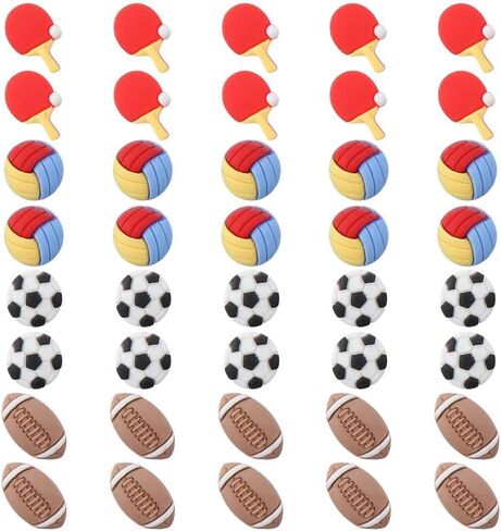 Uniquer 40Pcs Resin Flatback Football Volleyball Rugbyball Table Tennis Slime Embellishments Sport Ball Flatback for DIY Scrapbooking Phone Case in Saudi Arabia