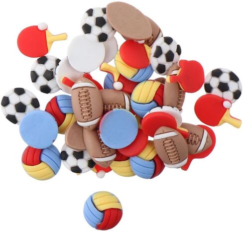 Uniquer 40Pcs Resin Flatback Football Volleyball Rugbyball Table Tennis Slime Embellishments Sport Ball Flatback for DIY Scrapbooking Phone Case in Saudi Arabia