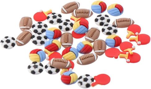 Uniquer 40Pcs Resin Flatback Football Volleyball Rugbyball Table Tennis Slime Embellishments Sport Ball Flatback for DIY Scrapbooking Phone Case in Saudi Arabia
