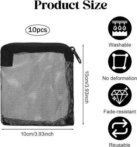 10 Pcs Aquarium Filter Media Bags, 3.9 x 3.9 Inch Fish Tank Fine Mesh Bag with Zipper Fine Mesh Bag Aquarium Reusable Meshes Bags for Activated Carbon Filters Balls Filters Stones in Saudi Arabia