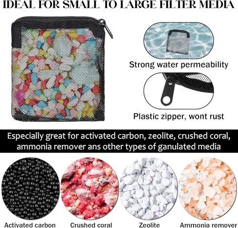 10 Pcs Aquarium Filter Media Bags, 3.9 x 3.9 Inch Fish Tank Fine Mesh Bag with Zipper Fine Mesh Bag Aquarium Reusable Meshes Bags for Activated Carbon Filters Balls Filters Stones in Saudi Arabia