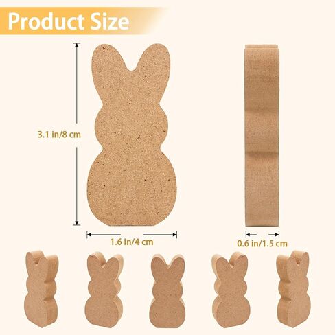Fumwase 10Pcs Easter Wooden Bunny for Easter Crafts for Adults Bunny Shaped Blank Wooden Signs Unfinished Bunny Table Wooden Signs Decor for Spring DIY Painting Art Craft in Saudi Arabia
