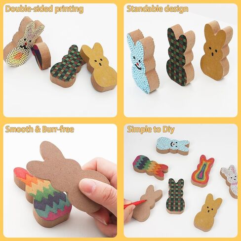 Fumwase 10Pcs Easter Wooden Bunny for Easter Crafts for Adults Bunny Shaped Blank Wooden Signs Unfinished Bunny Table Wooden Signs Decor for Spring DIY Painting Art Craft in Saudi Arabia