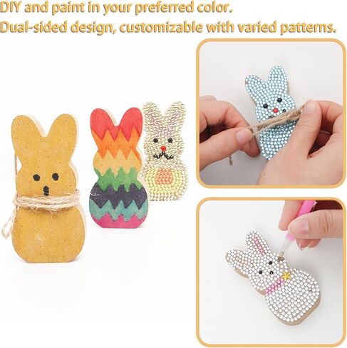 Fumwase 10Pcs Easter Wooden Bunny for Easter Crafts for Adults Bunny Shaped Blank Wooden Signs Unfinished Bunny Table Wooden Signs Decor for Spring DIY Painting Art Craft in Saudi Arabia