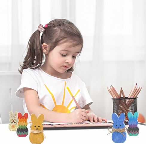 Fumwase 10Pcs Easter Wooden Bunny for Easter Crafts for Adults Bunny Shaped Blank Wooden Signs Unfinished Bunny Table Wooden Signs Decor for Spring DIY Painting Art Craft in Saudi Arabia