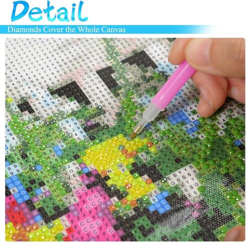 mrmioom 5d الكوبية الماس مجموعات الفن للبالغين، الزهور الماس مجموعات الرسم للبالغين، diy الحفر الكامل الماس اللوحة زهرة جوهرة الفن والحرف 12x16 بوصة in Kuwait