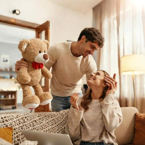 HollyHOME Teddy Bear Stuffed Animal Plush Toy with Red Bow and Heart Patch Soft Cuddly Teddy Bears Holiday Toys for Girlfriend Lover Mom Kids Valentines Birthdays Gifts Home Decor Gift 24 inches Tan in Saudi Arabia