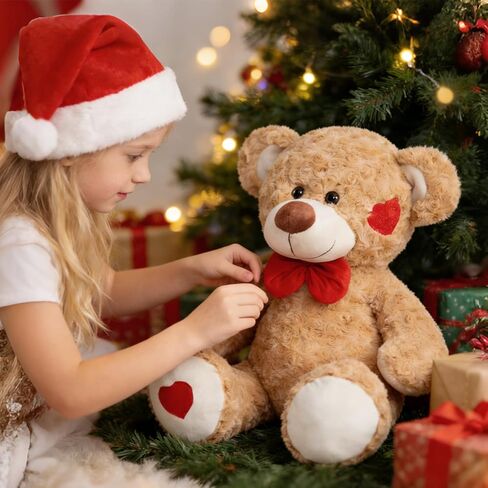 HollyHOME Teddy Bear Stuffed Animal Plush Toy with Red Bow and Heart Patch Soft Cuddly Teddy Bears Holiday Toys for Girlfriend Lover Mom Kids Valentines Birthdays Gifts Home Decor Gift 24 inches Tan in Saudi Arabia