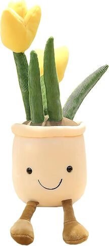 Smiling Tulip Plush Pot – Kawaii Plant Stuffed Toy for Girls, Cute Room Decor Pillow for Kids, Aesthetic Flower Plushie Gift, Soft Botanical Plush Toy for Bed, Desk or Nursery (Pink) in Saudi Arabia