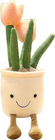 Smiling Tulip Plush Pot – Kawaii Plant Stuffed Toy for Girls, Cute Room Decor Pillow for Kids, Aesthetic Flower Plushie Gift, Soft Botanical Plush Toy for Bed, Desk or Nursery (Pink) in Saudi Arabia