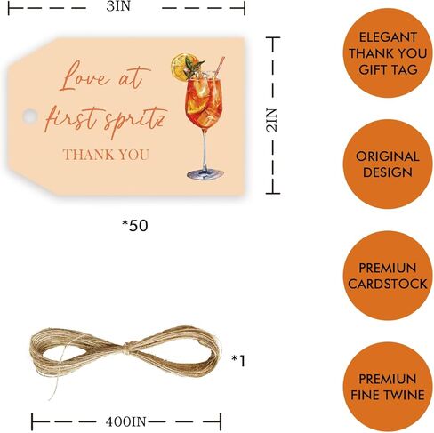 50 قطعة من علامات الشكر من Love at First Spritz، ملصقات هدايا لحفلات الكوكتيل، ملصقات هدايا ورقية من الحمضيات البرتقالية لمستلزمات حفلات الخطوبة/العزوبية in Saudi Arabia