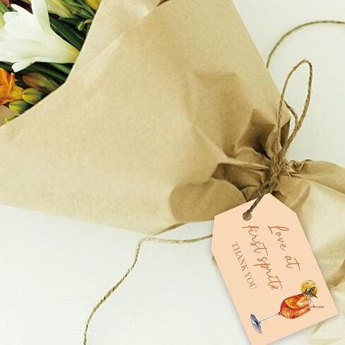 50 قطعة من علامات الشكر من Love at First Spritz، ملصقات هدايا لحفلات الكوكتيل، ملصقات هدايا ورقية من الحمضيات البرتقالية لمستلزمات حفلات الخطوبة/العزوبية in Saudi Arabia