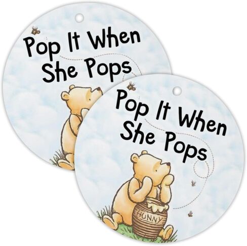 Honey Bear Pop It When She Pops Pooh 30pk 2.5 بوصة علامات تعليق علامات الشمبانيا لتسميات استحمام الطفل شريط ربط مع ثقوب الفراشة in Saudi Arabia