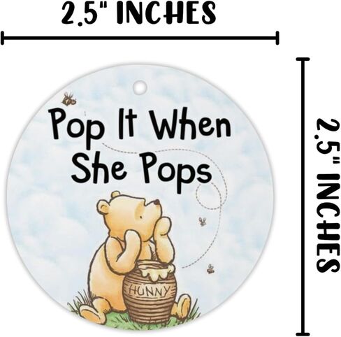 Honey Bear Pop It When She Pops Pooh 30pk 2.5 بوصة علامات تعليق علامات الشمبانيا لتسميات استحمام الطفل شريط ربط مع ثقوب الفراشة in Saudi Arabia