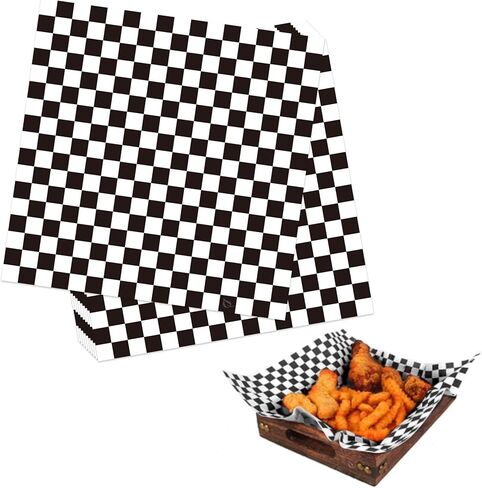 ecoiquality 12x12 في صفائح سلة Basker Pattern Basking بالأبيض والأسود ، ولف الغذاء المقاوم للشفى للسلال ، والسندويشات ، والبرغر ، والبطاطا المقلية ، و Toughout (500) in Saudi Arabia