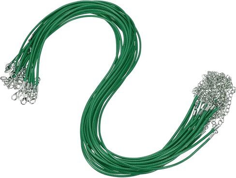MECCANIXITY 30pcs 18 Inch Waxed Necklace Cord, 1.5mm Bulk Necklace String with 2 Inch Extension Chain Waxed Leather Cord Rope for Jewelry Making DIY Bracelet Pendant,Navy Blue in Saudi Arabia
