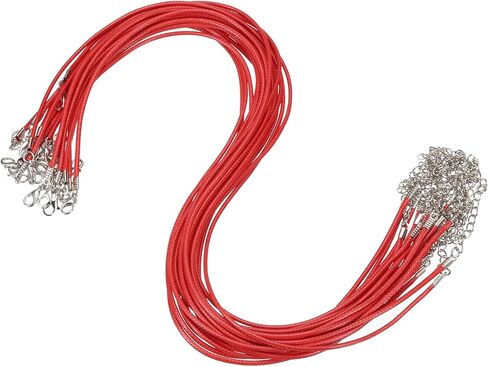 MECCANIXITY 30pcs 18 Inch Waxed Necklace Cord, 1.5mm Bulk Necklace String with 2 Inch Extension Chain Waxed Leather Cord Rope for Jewelry Making DIY Bracelet Pendant,Navy Blue in Saudi Arabia