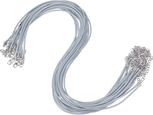 MECCANIXITY 30pcs 18 Inch Waxed Necklace Cord, 1.5mm Bulk Necklace String with 2 Inch Extension Chain Waxed Leather Cord Rope for Jewelry Making DIY Bracelet Pendant,Navy Blue in Saudi Arabia