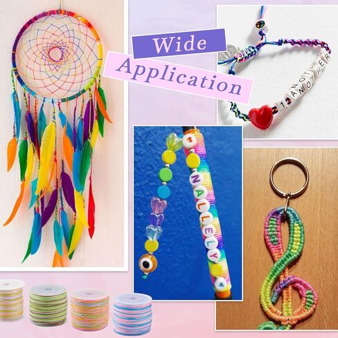 KISSITTY 216 Yards 0.8mm Gradient Color Nylon Braided String Threads Beading Chinese Knot Making Craft Cords for Friendship Bracelets Jewelry Making Hair Cloth Decorations in Saudi Arabia