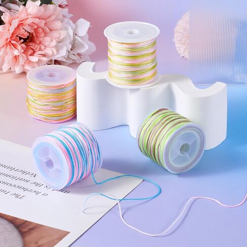 KISSITTY 216 Yards 0.8mm Gradient Color Nylon Braided String Threads Beading Chinese Knot Making Craft Cords for Friendship Bracelets Jewelry Making Hair Cloth Decorations in Saudi Arabia