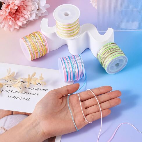 KISSITTY 216 Yards 0.8mm Gradient Color Nylon Braided String Threads Beading Chinese Knot Making Craft Cords for Friendship Bracelets Jewelry Making Hair Cloth Decorations in Saudi Arabia