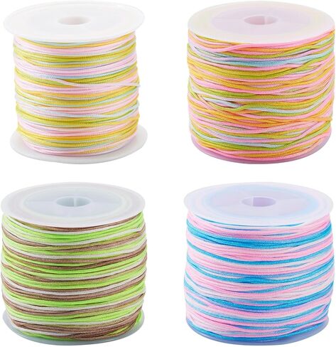 KISSITTY 216 Yards 0.8mm Gradient Color Nylon Braided String Threads Beading Chinese Knot Making Craft Cords for Friendship Bracelets Jewelry Making Hair Cloth Decorations in Saudi Arabia