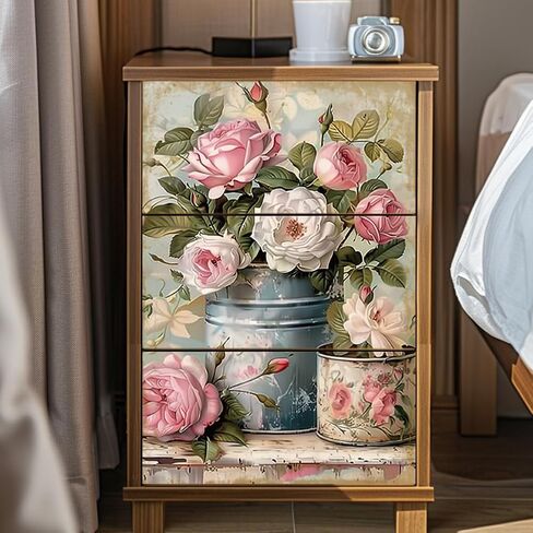 Peacoblue Rub on Transfer Decal Sticker for Furniture Craft Decor 6"x12" Retro Canned Flowers, 3Pcs Waterproof UV DTF Transfer for Drawer Dresser Glass Porcelain Wood Plastic in Saudi Arabia