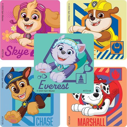 SmileMakers PAW Patrol Signature Stickers, Multicolor, Paper, 2.5 Inches, Square Shape, 100 Count, Made in USA in Saudi Arabia