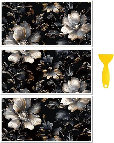 Peacoblue Rub on Transfer Decal Sticker for Furniture Craft Decor 6"x12" Retro Canned Flowers, 3Pcs Waterproof UV DTF Transfer for Drawer Dresser Glass Porcelain Wood Plastic in Saudi Arabia