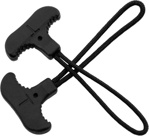 Lovelysp T-Shaped Zipper Extension Heavy T-Shaped Grip Zipper for Backpacks, Luggage, Sports Equipment Black 6pcs (Black) in Saudi Arabia