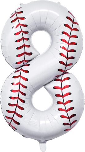 Baseball Birthday Decor, 40'' Baseball Number 8 Balloon,Sport Themed Balloons Party Decorations (8) in Saudi Arabia