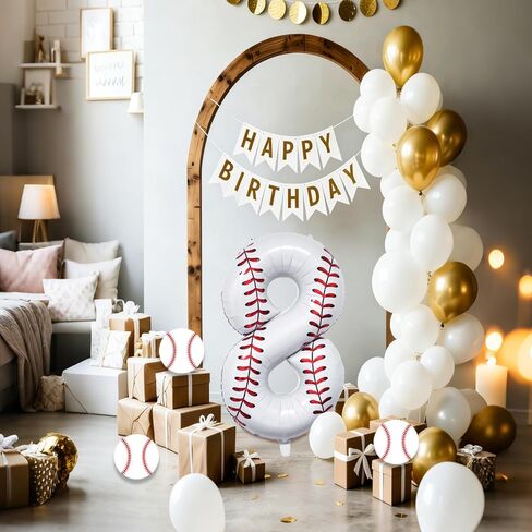 Baseball Birthday Decor, 40'' Baseball Number 8 Balloon,Sport Themed Balloons Party Decorations (8) in Saudi Arabia