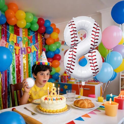 Baseball Birthday Decor, 40'' Baseball Number 8 Balloon,Sport Themed Balloons Party Decorations (8) in Saudi Arabia