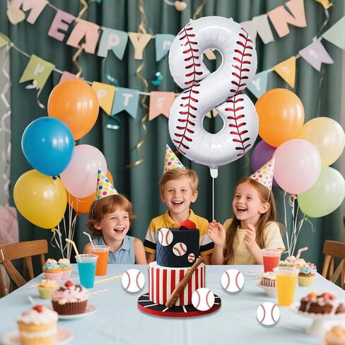 Baseball Birthday Decor, 40'' Baseball Number 8 Balloon,Sport Themed Balloons Party Decorations (8) in Saudi Arabia
