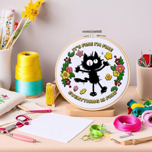 24Pcs Cute Cat Bird Water Soluble Hand Sewing Stabilizers, 8.3"x11.7" Funny Animal Embroidery Pattern Stabilizer, 4 Sheets Fluffy Cat Bird Stick and Stitch Embroidery Paper Sticker in Saudi Arabia