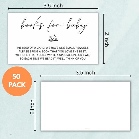 LEES A.M. Books for Baby Cards | 50 pack 2 x 3.5 Inch | Books For Baby Shower Request Cards | Bring a Book Instead of a Card Baby Shower in Kuwait