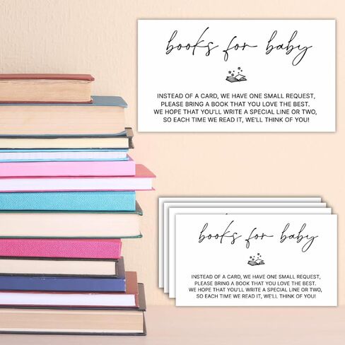 LEES A.M. Books for Baby Cards | 50 pack 2 x 3.5 Inch | Books For Baby Shower Request Cards | Bring a Book Instead of a Card Baby Shower in Kuwait