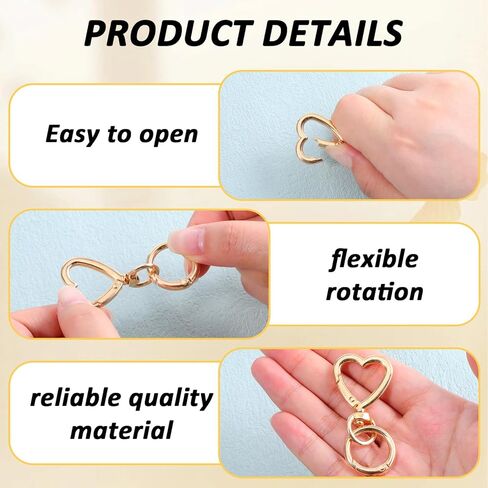 10 Pcs Heart Swivel Spring Clasps with 10 Pcs Metal Spring Key Chain Hook Clasps Heart Keychain Clip Set with Springs Snap Hook Valentine's Day Gift for Her DIY Key Rings for Keys Bag Purse DIY Crafts in Saudi Arabia