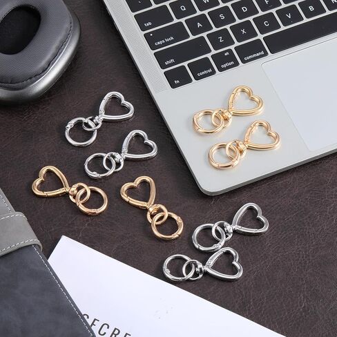 10 Pcs Heart Swivel Spring Clasps with 10 Pcs Metal Spring Key Chain Hook Clasps Heart Keychain Clip Set with Springs Snap Hook Valentine's Day Gift for Her DIY Key Rings for Keys Bag Purse DIY Crafts in Saudi Arabia
