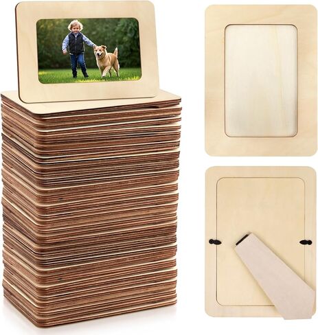 15 Pack Wooden Picture Frames for Crafts, 4" x 6" Photos DIY Wood Frames for Crafting,Unfinished Standing Photo Frames DIY Crafts Wood Decorate for Birthday Party Mother's Day Gifts in Saudi Arabia