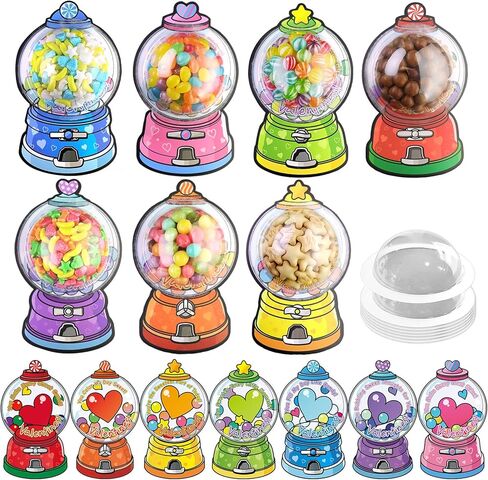 56 PCS Gumball Machine Valentines Candy Card Set, DIY Valentine Cards with Plastic Domes, Valentines for Kids Party Favor, Valentine School Classroom Exchange Prizes for Girls Boys（No Snacks Inside） in Saudi Arabia