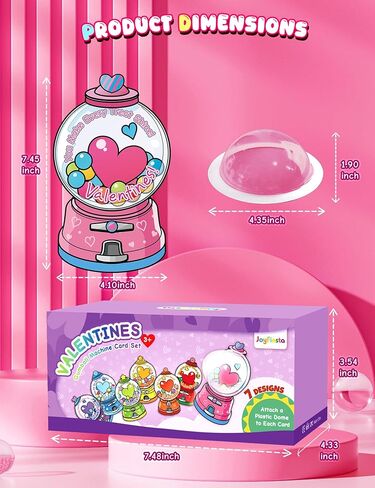 56 PCS Gumball Machine Valentines Candy Card Set, DIY Valentine Cards with Plastic Domes, Valentines for Kids Party Favor, Valentine School Classroom Exchange Prizes for Girls Boys（No Snacks Inside） in Saudi Arabia