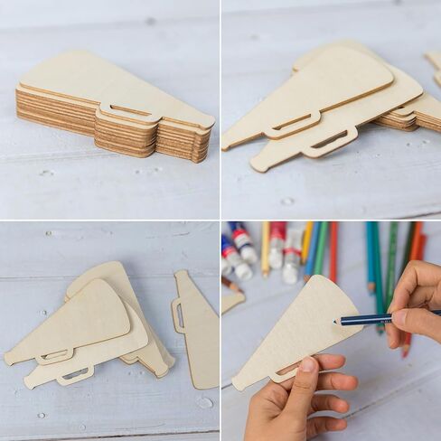 Megaphone Shape Cutouts Wood Craft Unfinished Wooden for Sports Field Home Decor Decoration 10Pcs in Saudi Arabia